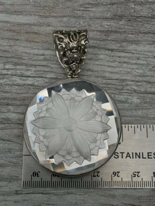 HUGE STEPHEN DWECK 925 Sterling Silver carved Rock Crystal Pendant,  enhancer 70g 4