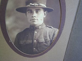 Wwi U.  S.  Army Infantry Soldier Photo,  Mg Button On Collar,  Battle Creek Michigan