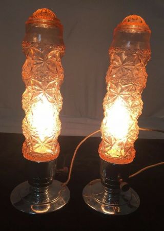 Vintage Pink Depression Glass Boudoir Lamps