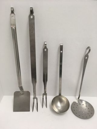 Us Army Mess Hall/field Stainless Steel Utensils Set Of 5 1950 
