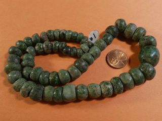 ANCIENT PRE - COLUMBIAN MESOAMERICAN RICH GREEN JADE NECKLACE 18 INCHES HI GRADE 10