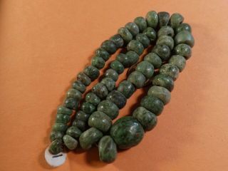 ANCIENT PRE - COLUMBIAN MESOAMERICAN RICH GREEN JADE NECKLACE 18 INCHES HI GRADE 6