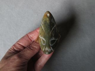 Neolithic Nephrite Jade Pendant Ancient Alien Face Artifact 4700 - 2900 Bc