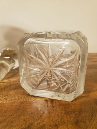 Vintage Heavy Cut Crystal Whiskey Decanter Matching Topper.  Made Czechoslovakia 3