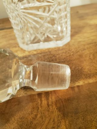 Vintage Heavy Cut Crystal Whiskey Decanter Matching Topper.  Made Czechoslovakia 8