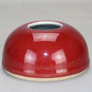 Chinese Old Hand - Carved Porcelain Red Glaze Writing - Brush Washer B02
