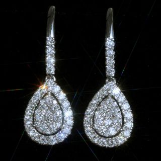 1.  1ct 100 Natural Diamond 14k White Gold Cluster Earrings Effect 2ct Ewg137