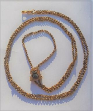 Antique Victorian 14k Rose Gold Chatelaine Seed Pearl Slide Watch Chain 58.  4 gm 3