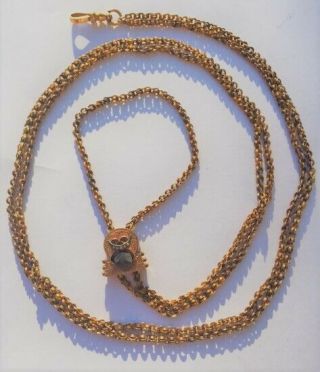 Antique Victorian 14k Rose Gold Chatelaine Seed Pearl Slide Watch Chain 58.  4 gm 5