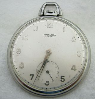 Vintage Art Deco Swiss Rodania 17 Jewel Pocket Watch