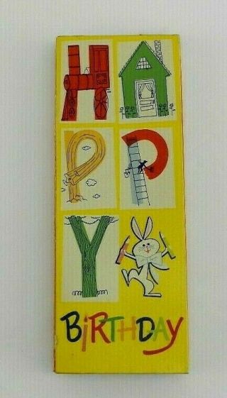 Vintage Merry Brand Happy Birthday Card With Miniatures Inside Colored Pencils