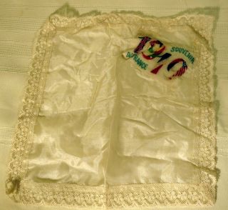 Wwi 1919 Souvenir De France Embroidered Sheer Silk Lace Handkerchief
