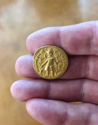Ancient Kushan Solid Gold Stater India 312 - 350 Ad
