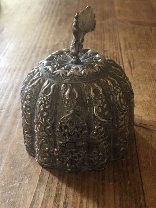 Vintage Asian Indian Silver Plated Betel Nut Spice Box Paan Pandan Middle East 2