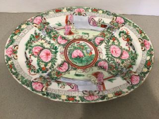 Antique Vtg Hand Painted Famille Rose Medallion Chinese Porcelain Plate Signed