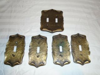 Set Of 4 Vintage Amerock Decorative Metal Light Switch Plate Covers Brass Black