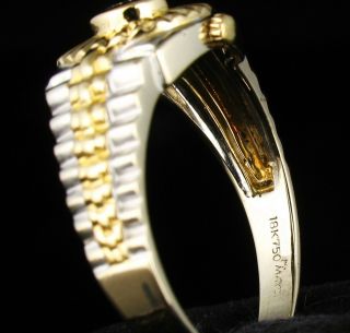 MAYORS BIRKS VINTAGE NATURAL 1/3ct DIAMOND 18K GOLD MENS TWO TONE ROLEX RING 8