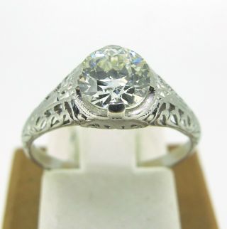 . 80 Ct Diamond Old European Cut Platinum Antique Ring Size 4.  5