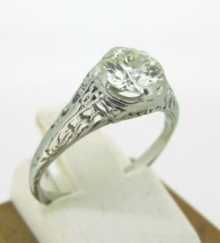 . 80 ct Diamond Old European Cut Platinum Antique Ring Size 4.  5 2