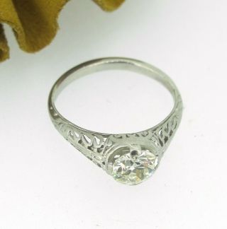. 80 ct Diamond Old European Cut Platinum Antique Ring Size 4.  5 6