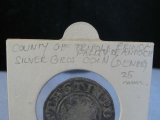 ANCIENT CRUSADER COIN DENAR TRIPOLI ANTIOCH BOHEMOND V SILVER 1233 - 1251 VF 4