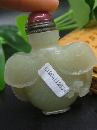 Antique Chinese Nephrite Celadon - HETIAN - - Jade Statues Elephant Snuff bottle 3