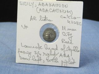 Ancient Silver Coin Sicily Abakainon Ar Litra 420 - 410 Bc Vf