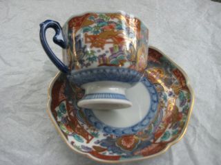 19th Century Japanese Imari Type Demitasse Porcelain Tea Cup And Saucer
