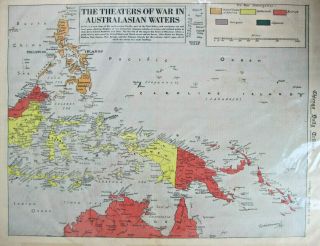 Ww2 1942 Chicago Tribune Newspaper Pacific Australia Japan Color Map World War