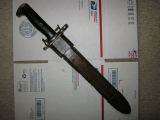 Wwii Ww2 Us Army M1 Garand Bayonet With Scabbard Made By Uc