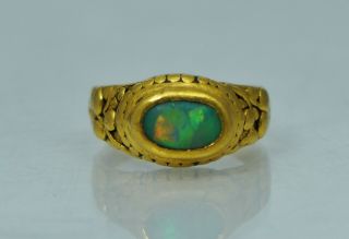 Antique 23k 24k Chinese Export Gold Opal Ring Pure Vintage Floral Sz 5.  25 Old
