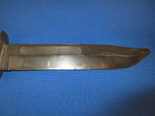 World War II Navy Issue Ka - Bar fighting knife with Leather Scabbard - Identified 7