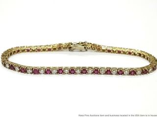 2ctw Fine Diamond 14k Gold Vintage Line Bracelet 3.  50ctw Hi Quality Ruby 12gram