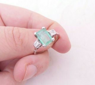 18ct Gold Diamond Emerald Ring,  Art Deco Design 18k 750