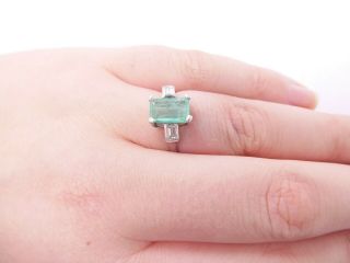 18ct gold diamond emerald ring,  art deco design 18k 750 4