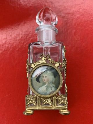 Antique Victorian French Gold Gilded Decorated Perfume Cologne Bottle✨nice✨