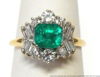1.  10ct Stunning Color Natural Emerald Diamond Ring 14k Gold 1.  85ctw Vintage