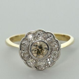 Antique Edwardian 18ct Gold Diamond Cluster Ring - Size N Rrp £1999.  99 (kg24)