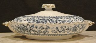 Vintage Gloucester K & Co Flow Blue Vegetable Covered Tureen