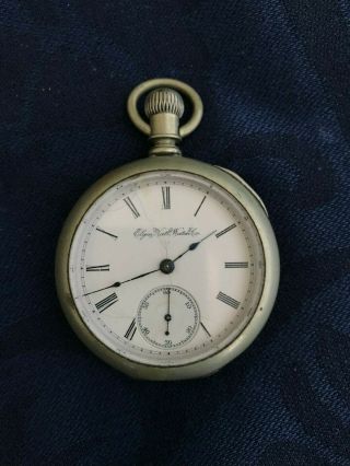 Rare Antique Elgin National Watch Co Silveroid Pocket Watch 406595