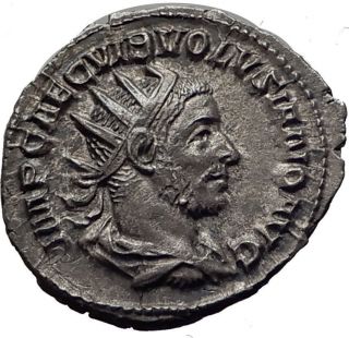 Volusian 251ad Rome Rare Silver Authentic Ancient Roman Coin Concordia I65371