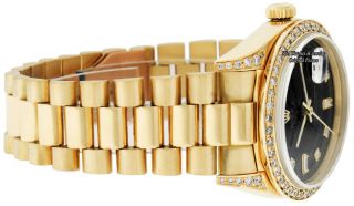 Rolex Watch Men ' s Day - Date 18038 President 18K Yellow Gold Black Diamond Dial 3
