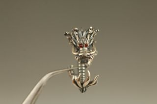Fine 925 Soild Silver Hand Carving Dragon Cool Ring Rare Adjustable Size 2