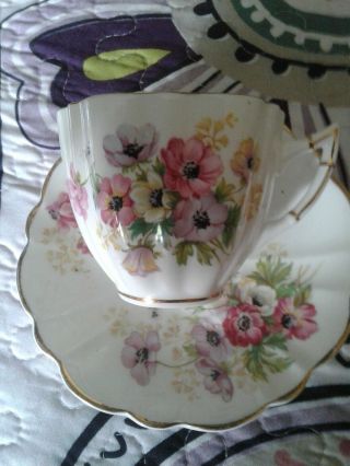 Victoria C & E Vintage Bone China Of England Teacup And Saucer Set Cottage Flora