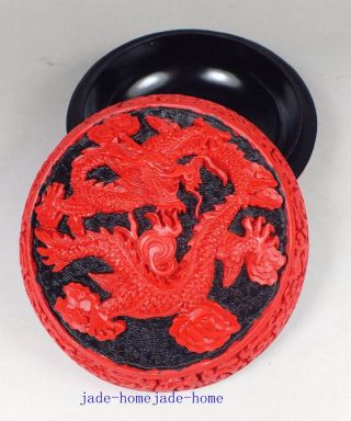 Exquisite Chinese Black Red Lacquer Carving Dragon Jewelry Box Rouge Box