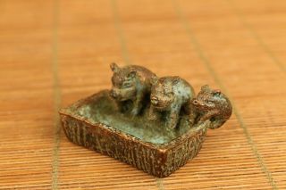 Rare Chinese Old Bronze Hand Carved Three Pigs Statue Figure Collectable Gift