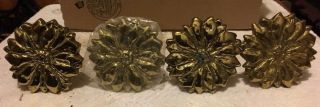 4 Ornate Vintage Flower Style Solid Brass Drapery Curtain Tie Back Bracket