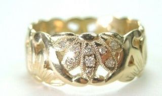 Antique Deco Diamond Wedding Eternity Band 14k Yellow Gold Sz 5.  25 Uk - K Egl Usa