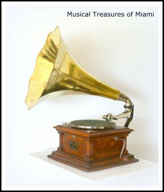 Antique Victor Iii Phonograph With Big Brass Horn,  Bonus - We Ship Worldwide