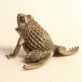 Chinese Silver Copper Statue Hand Carved Frog Statue Kt0071